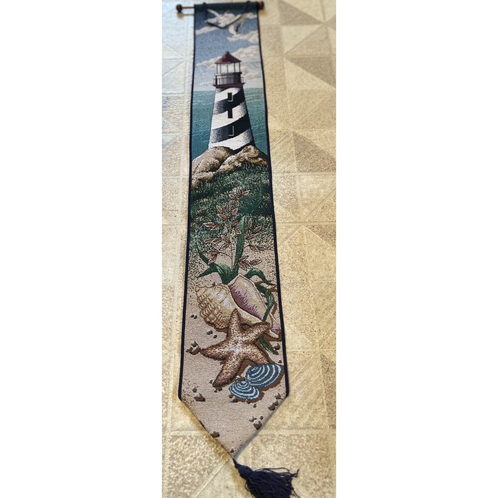 Lighthouse Tapestry Bell Pull Wall Hanging w/Dowel
